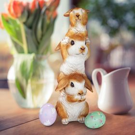 STACKED HEAR SEE SPEAK NO EVIL RABBIT STATUE