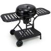 22 Inches 2 Layer Racks Barbecue Grill with Wheels for Outdoor Camping-Black