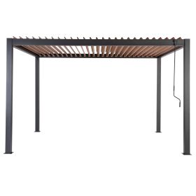 Outdoor Louvered Pergola 10'x13' with Gutter; Well Engineered Waterproof Aluminum Gazebo Kit with Adjustable Roof for Patio; Garden and Deck; All Alum