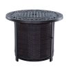 Round Firepit Table with Wicker Base
