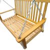 Front Porch Swing with Armrests, Wood Bench Swing with Hanging Chains,for Outdoor Patio ,Garden Yard, porch, backyard, or sunroom,Easy to Assemble,tea