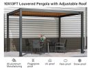 Outdoor Louvered Pergola 10'x13' with Gutter; Well Engineered Waterproof Aluminum Gazebo Kit with Adjustable Roof for Patio; Garden and Deck; All Alum