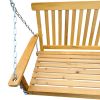 Front Porch Swing with Armrests, Wood Bench Swing with Hanging Chains,for Outdoor Patio ,Garden Yard, porch, backyard, or sunroom,Easy to Assemble,tea