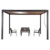 Outdoor Louvered Pergola 10'x13' with Gutter; Well Engineered Waterproof Aluminum Gazebo Kit with Adjustable Roof for Patio; Garden and Deck; All Alum