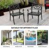 2 Piece Outdoor Dining Chairs, Cast Aluminum Chairs with Armrest, Patio Bistro Chair Set of 2 for Garden, Backyard (Flower pattern 2 Chairs)