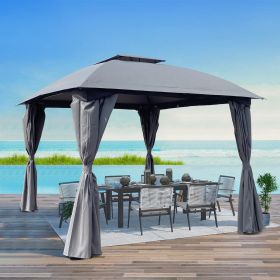 10x10 Ft Outdoor Patio Garden Gazebo Canopy, Outdoor Shading, Gazebo Tent With Curtains (Color: as Pic)