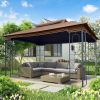 13x10 Outdoor Patio Gazebo Canopy Tent With Ventilated Double Roof And Mosquito net(Detachable Mesh Screen On All Sides),Suitable for Lawn, Garden, Ba