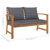Patio Bench 47.2" with Dark Gray Cushion Solid Acacia Wood