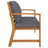 Patio Bench 47.2" with Dark Gray Cushion Solid Acacia Wood
